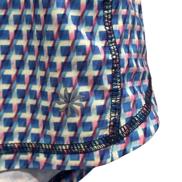 Athleta Ready Set Running Shorts Blue Tone Multi-Color Geo Design Size Small - Picture 5 of 13